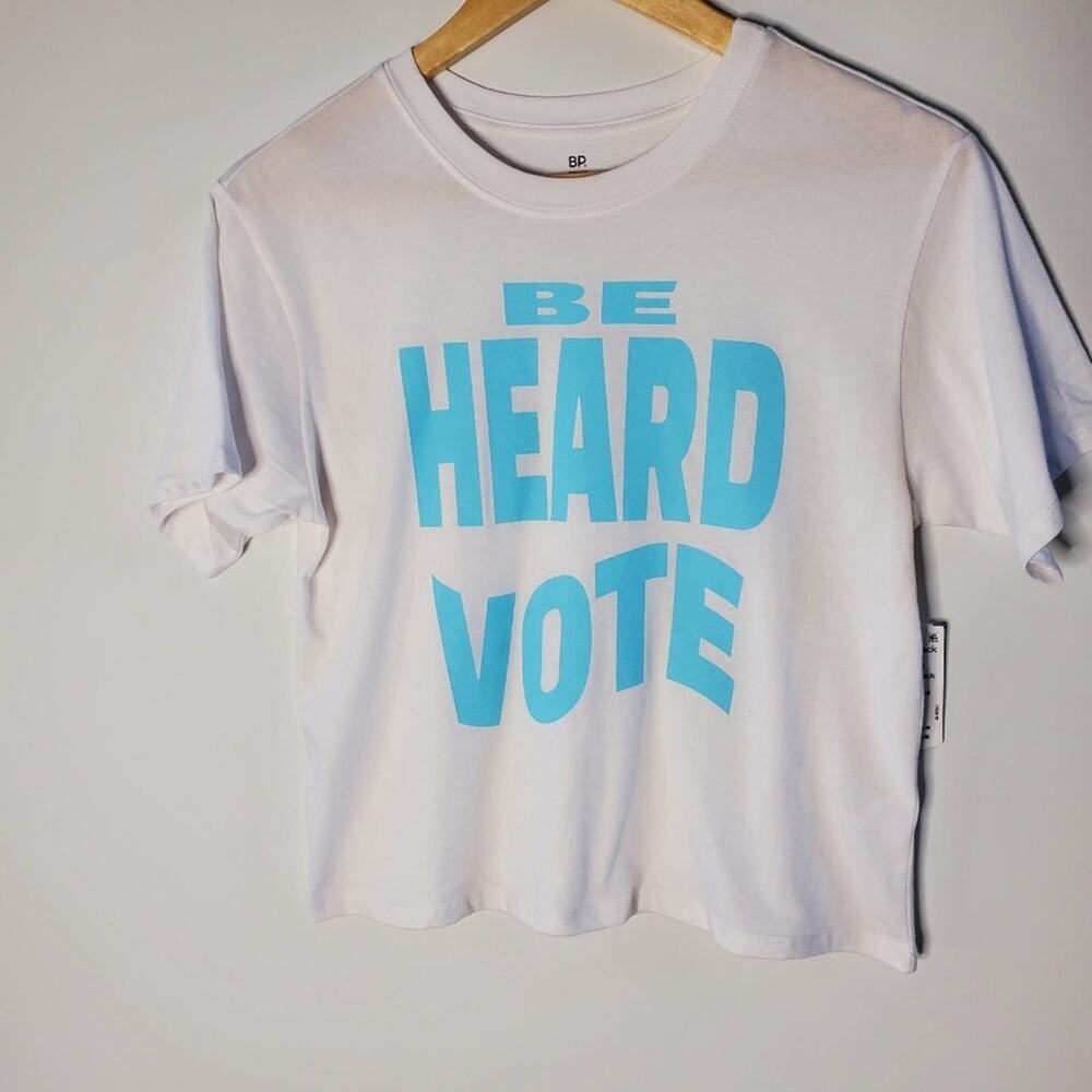 Nordstrom BP Be Heard  Vote Cropped lightweight T-shirt  XS and Small New w/tag